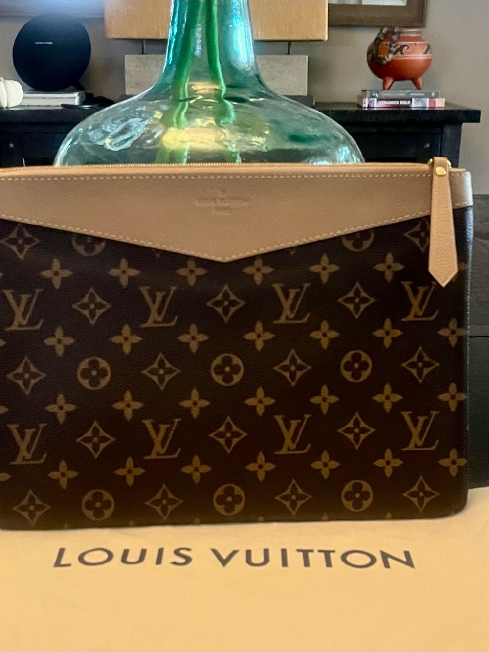Louis Vuitton Brown Monogram Messenger Pouch with Beige Trim